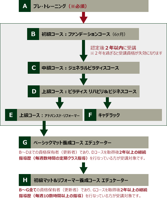 インストラクター養成コース:プロフェッショナルコース資格取得の流れ